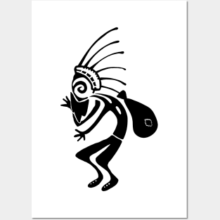 Kokopelli Santa black Posters and Art